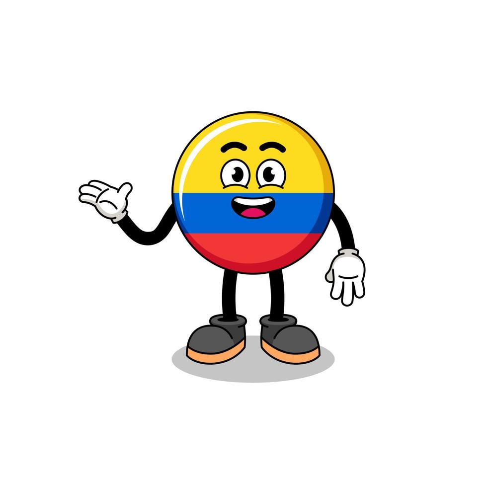 dessin animé drapeau colombie avec pose de bienvenue vecteur