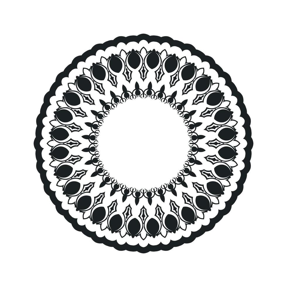 mandala monochrome, motif ethnique noir et blanc, ornement indien rond, impression vintage, pour la méditation, livre de coloriage pour adultes. image vectorielle stock, illustration sur fond blanc, isolé vecteur