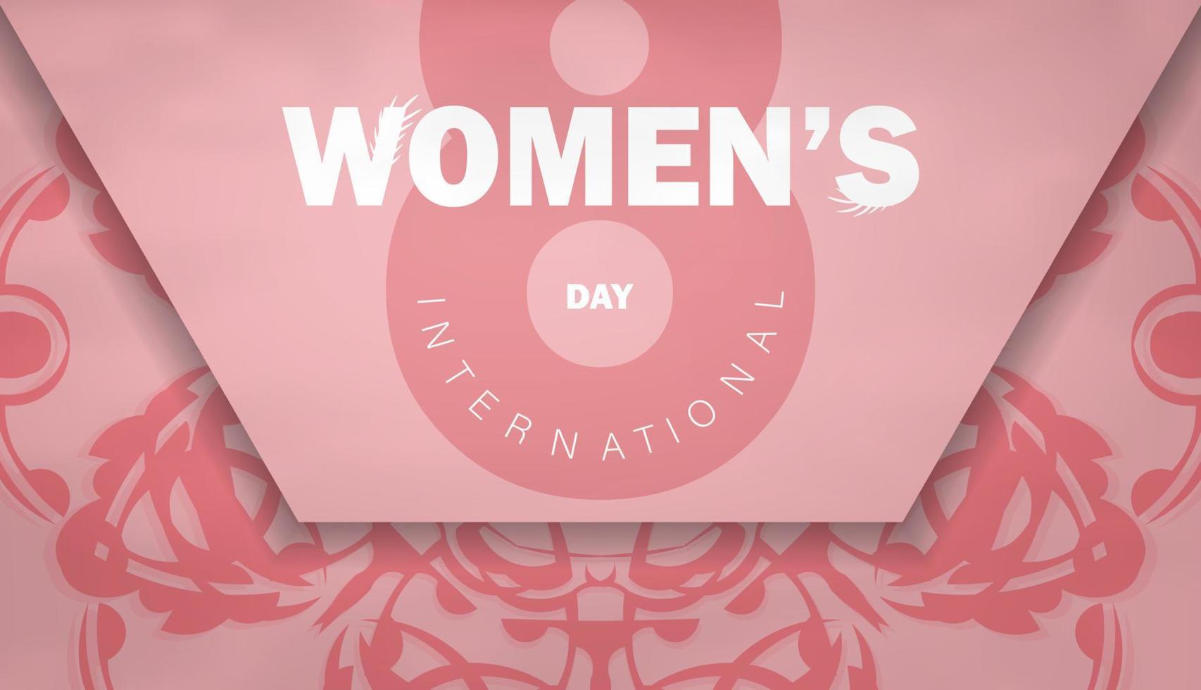 brochure 8 mars journée internationale de la femme rose avec motif hiver vecteur