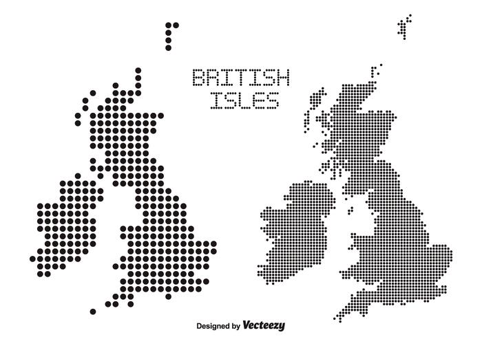 Cartes vectorielles pointillées des îles britanniques vecteur