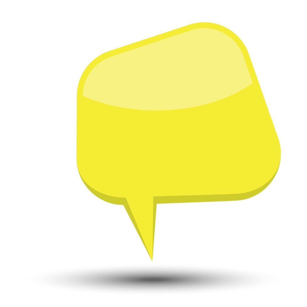 bulle de dialogue de ballon comique de dessin animé jaune sans phrases et avec ombre. illustration vectorielle. vecteur
