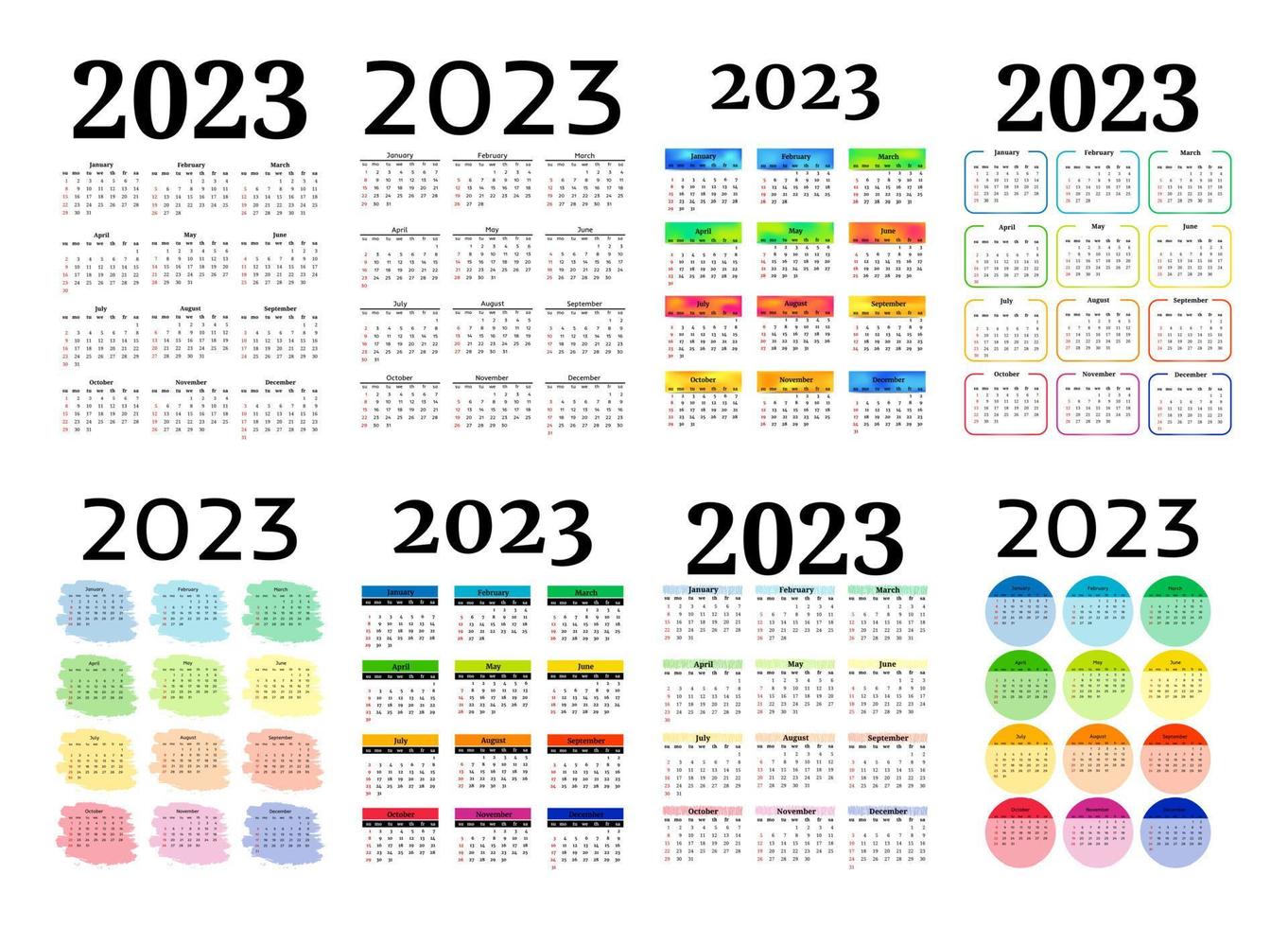 calendrier pour 2023 isolé sur fond blanc vecteur