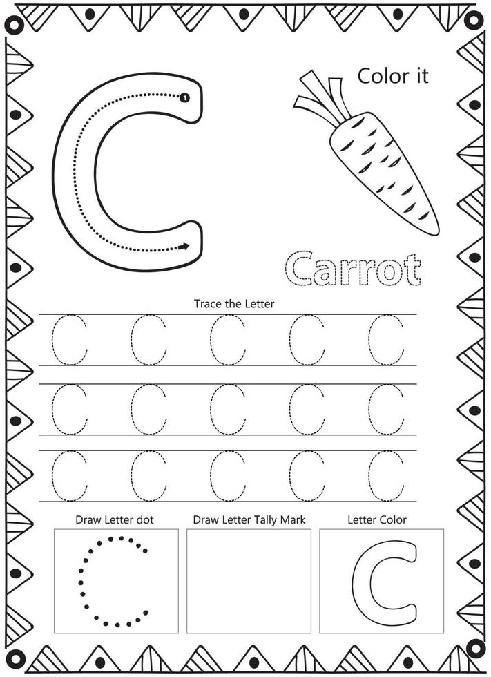 alphabet, lettre, traçage, coloration, page vecteur