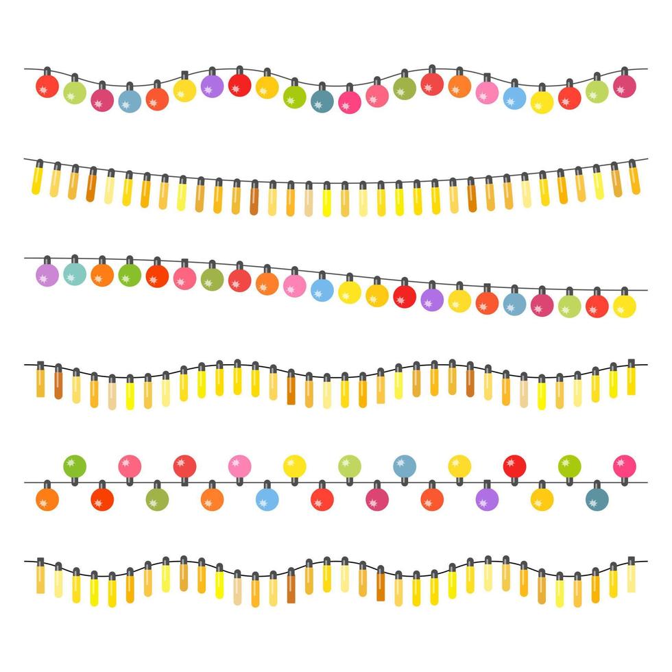 guirlande d'ampoules multicolores sur fond blanc. illustration vectorielle. vecteur