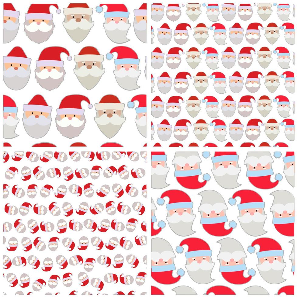 ensemble d'illustration vectorielle continue des visages du père noël. vecteur