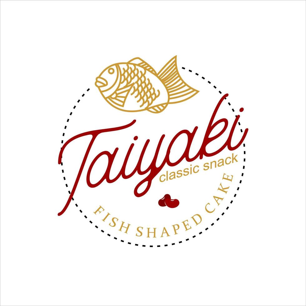 logo taiyaki étiquette ronde cuisine traditionnelle vecteur