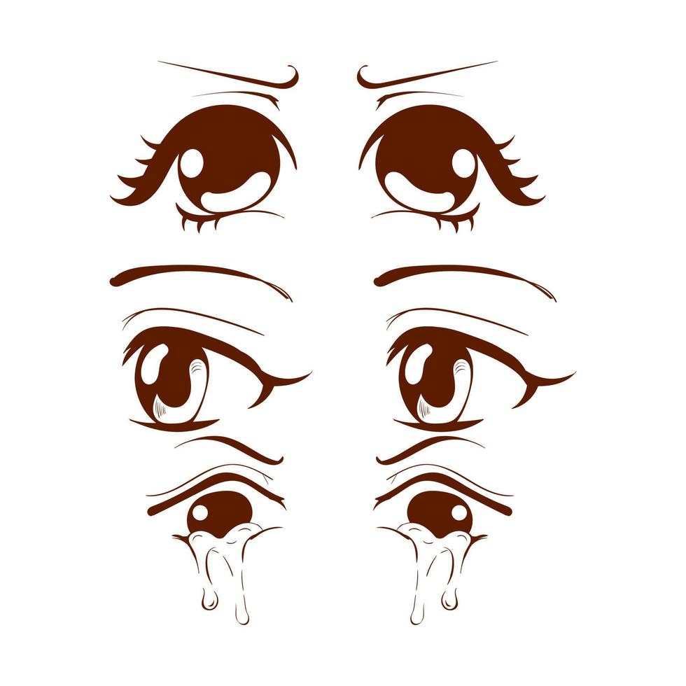 vecteur premium l dessinant des yeux d'anime mignons. conception d'illustration. Libre de droits.