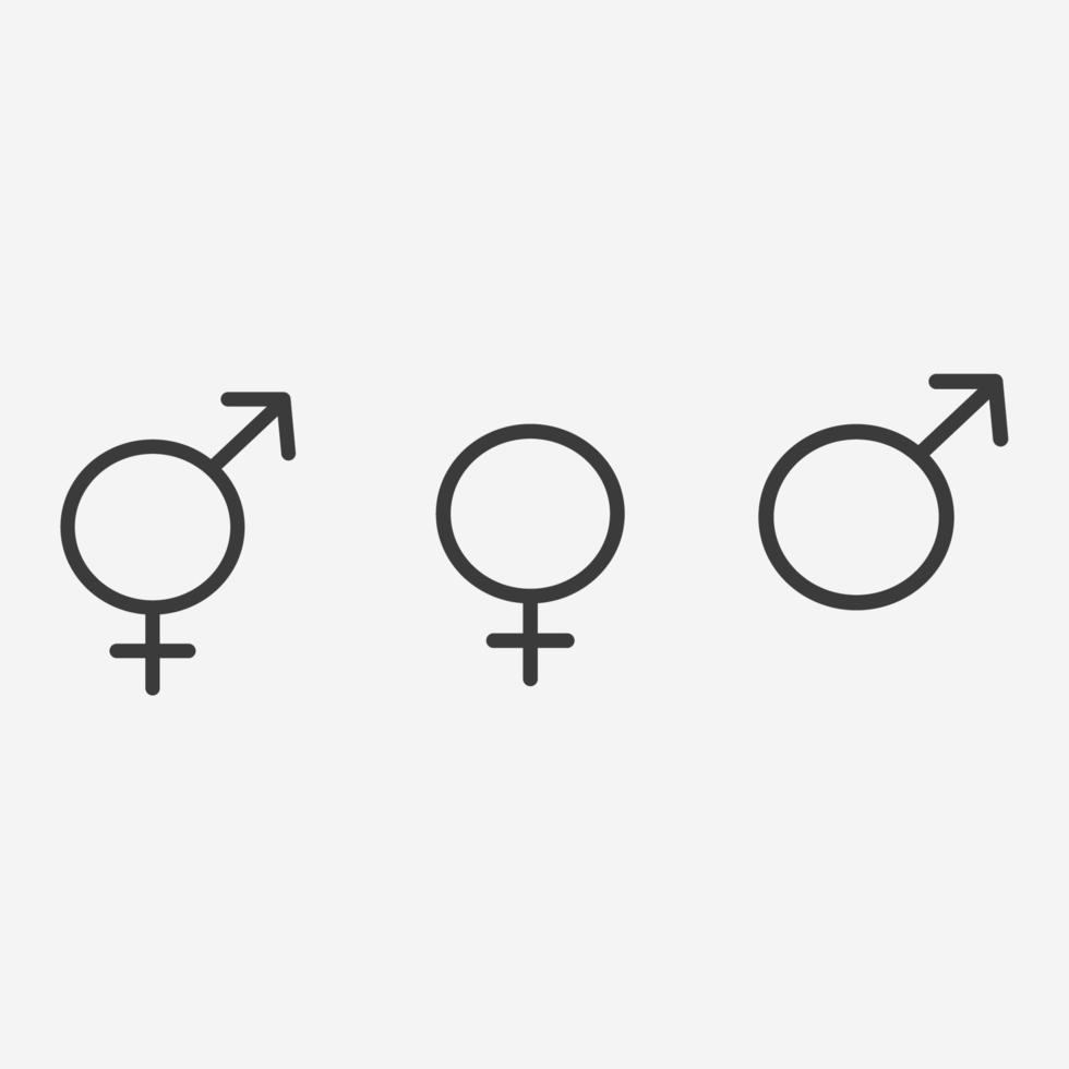 ensemble de vecteurs d'icônes de genre. femme, homme, femme, symbole de signe masculin vecteur