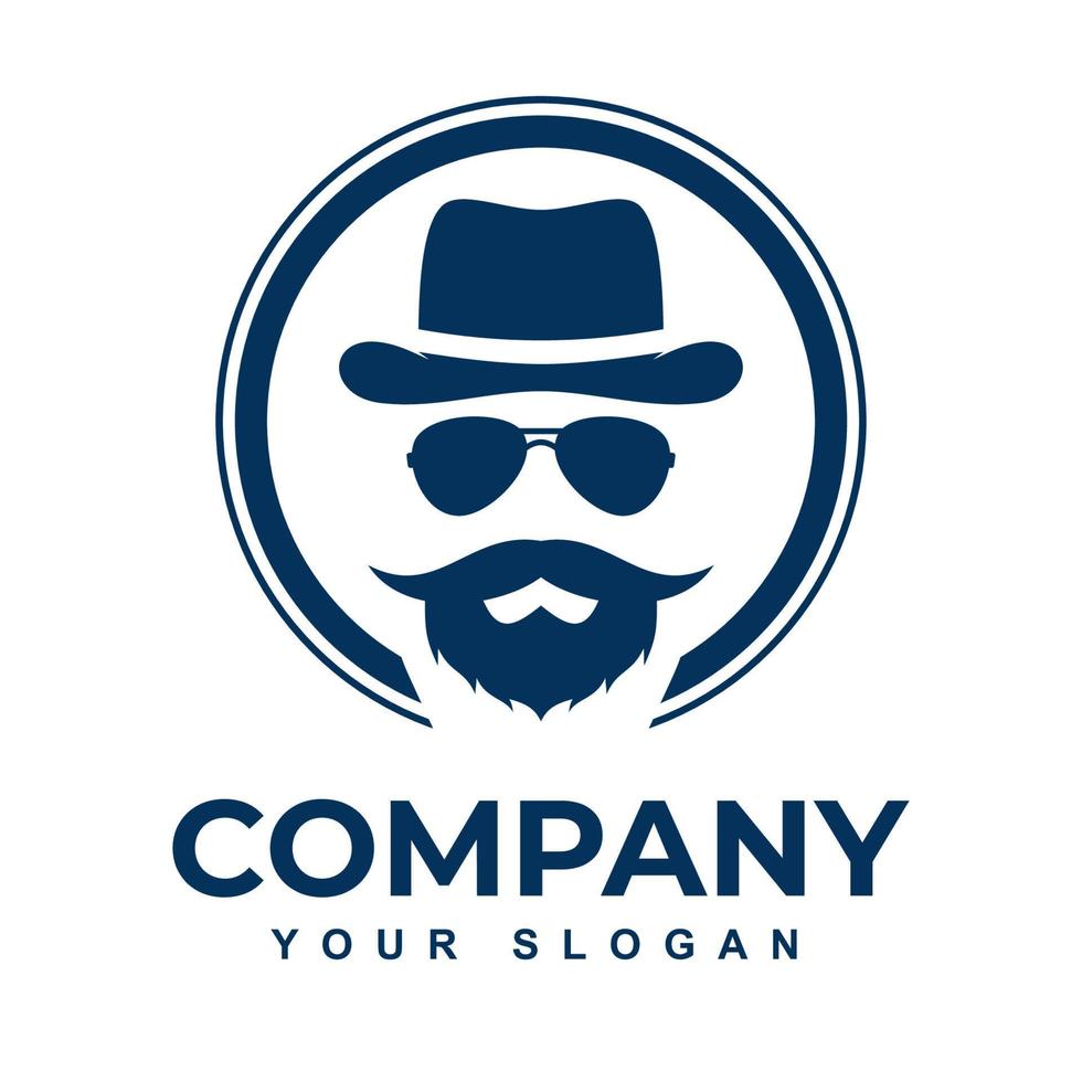 vecteur barbe gentleman visage logo design inspiration