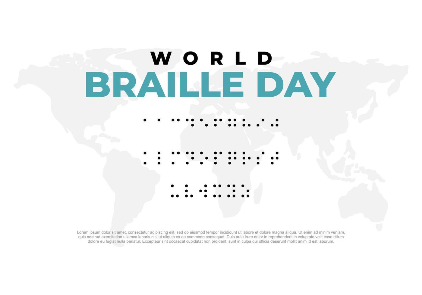 fond de la journée mondiale du braille célébrée le 4 janvier isolé sur blanc vecteur