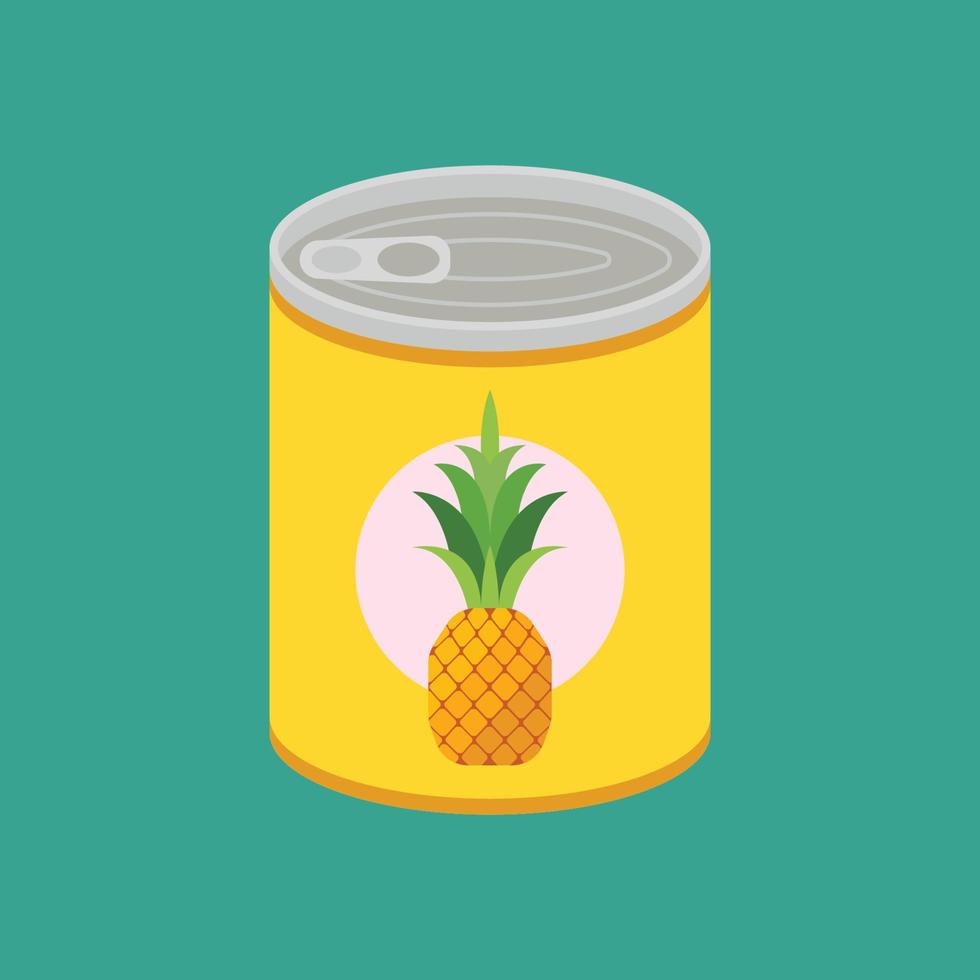 ananas en conserve dans un style plat vecteur