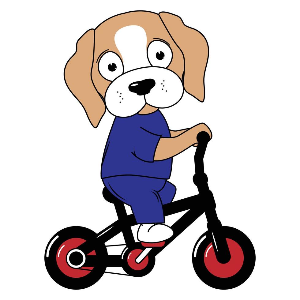 vélo de dessin animé animal mignon vecteur