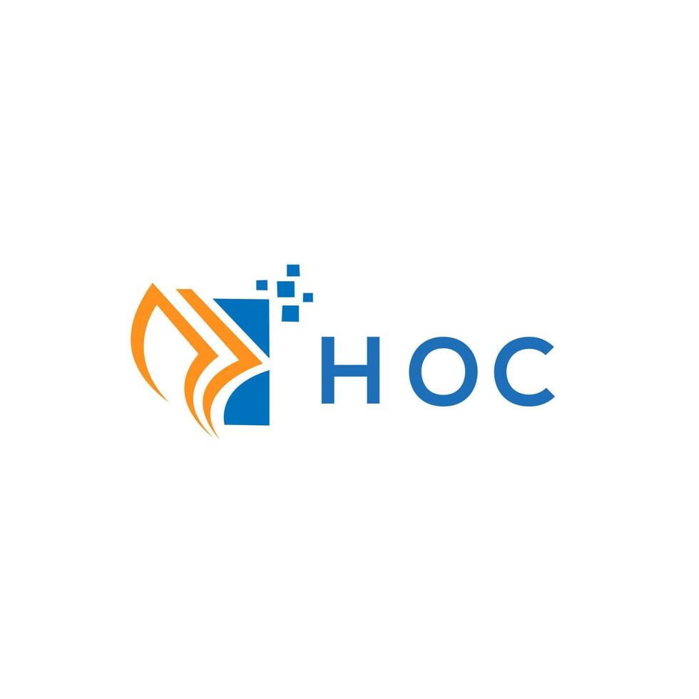 création de logo de comptabilité de réparation de crédit hoc sur fond blanc. concept de logo de lettre graphique de croissance des initiales créatives hoc. création de logo de financement d'entreprise hoc. vecteur