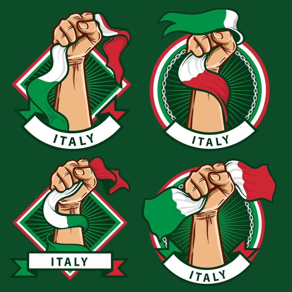 poing mains avec illustration du drapeau italien vecteur