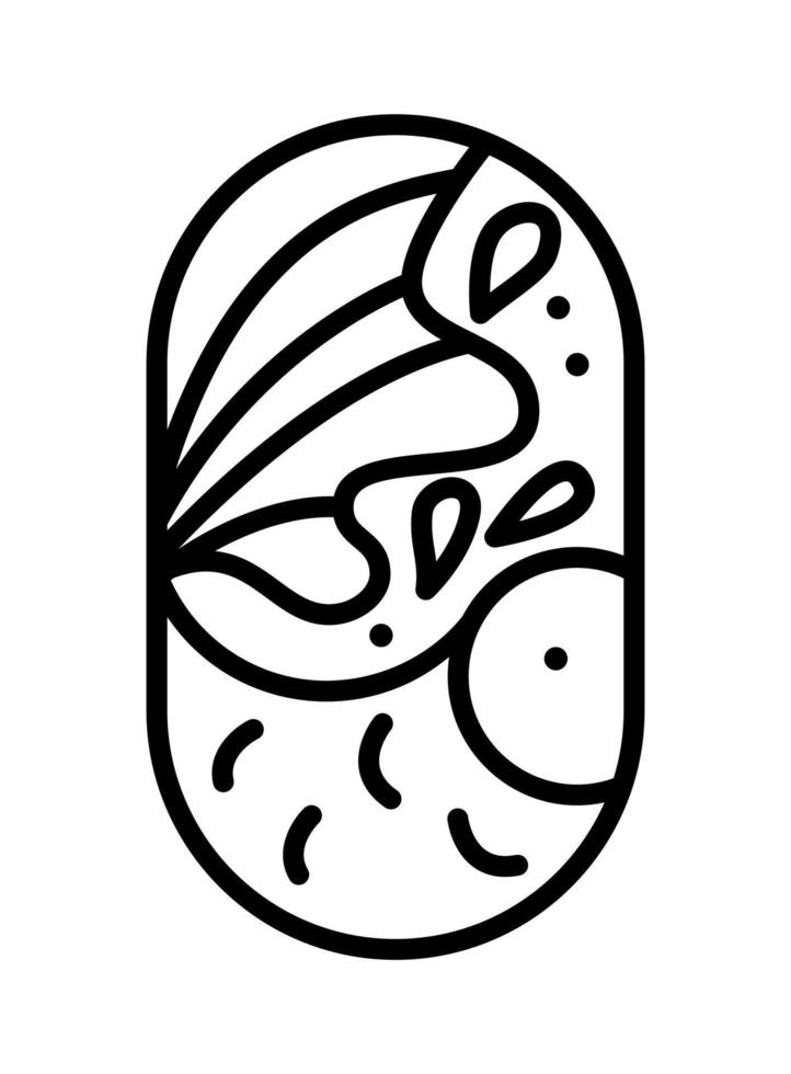 vecteur rond mer ou rivière poissons et vagues ligne logo icône. silhouette de ligne abstraite moderne simple pour la conception culinaire de fruits de mer ou la monoline de magasin de sushi