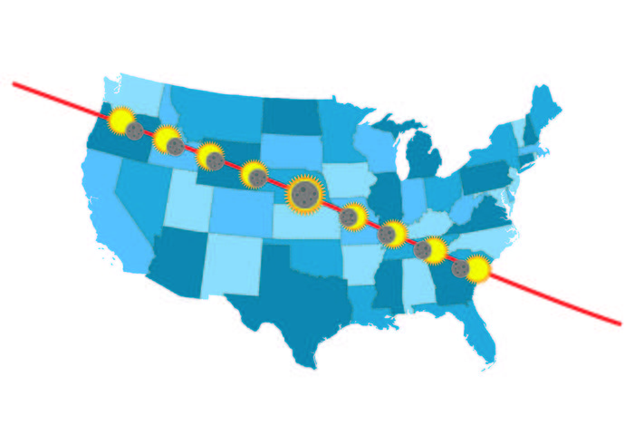 Informations sur la carte des routes de l'éclatement solaire des États-Unis vecteur