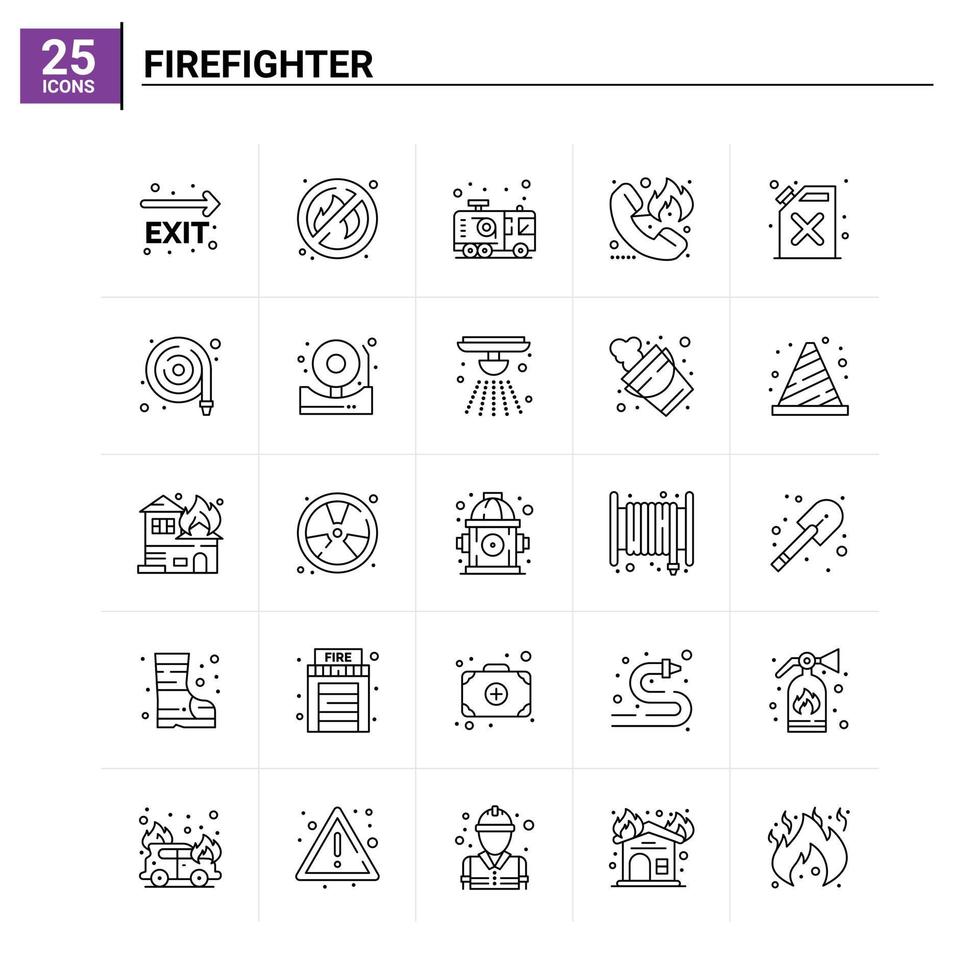 25 pompier icon set vector background
