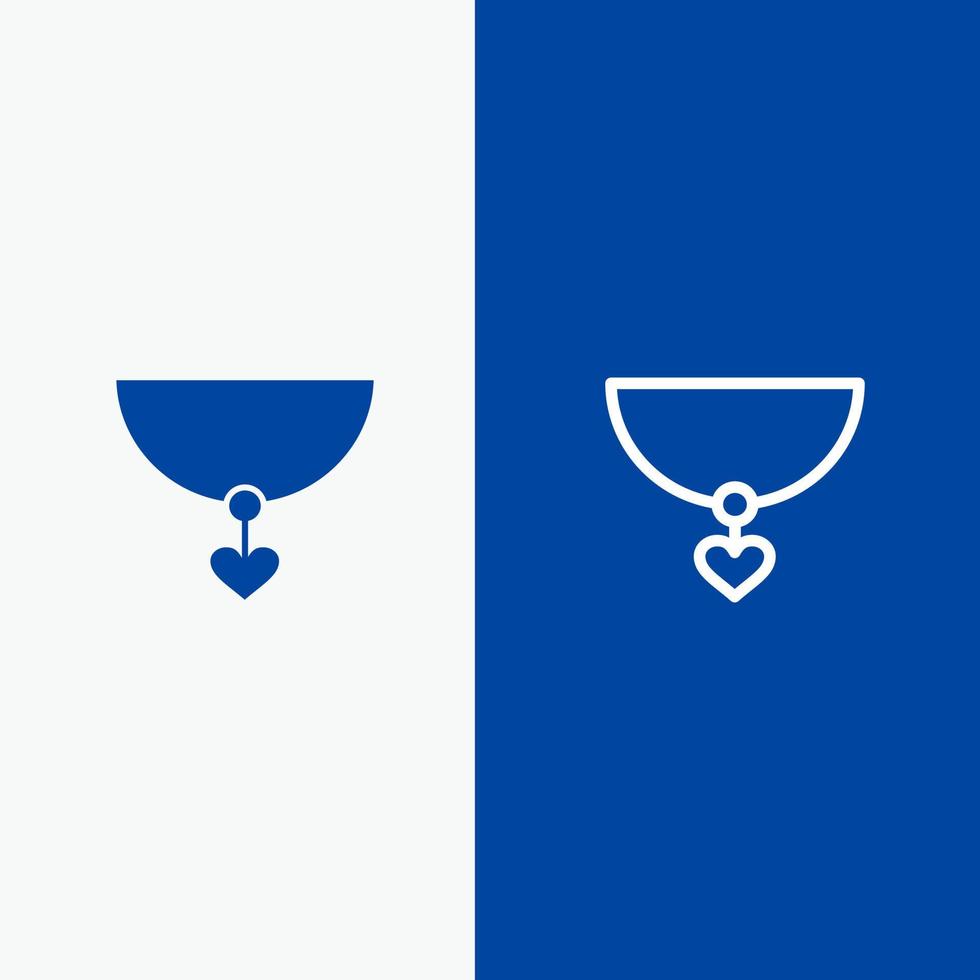 collier coeur cadeau ligne et glyphe icône solide bannière bleue vecteur