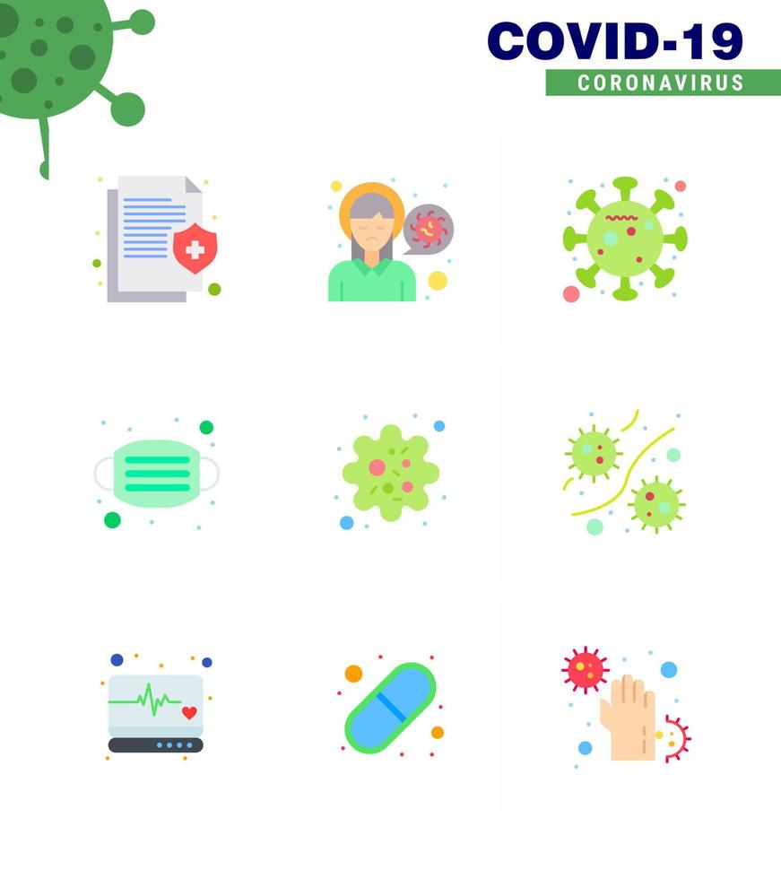 ensemble d'icônes de prévention des coronavirus 25 masque de sécurité bleu maladie du visage malade coronavirus viral 2019nov éléments de conception de vecteur de maladie