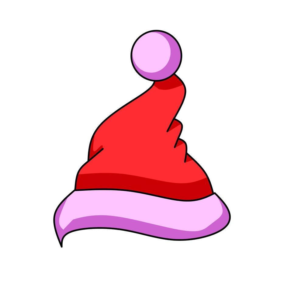 conception d'icône de chapeau de père noël, chapeau rouge de père noël avec concept d'élégance vecteur