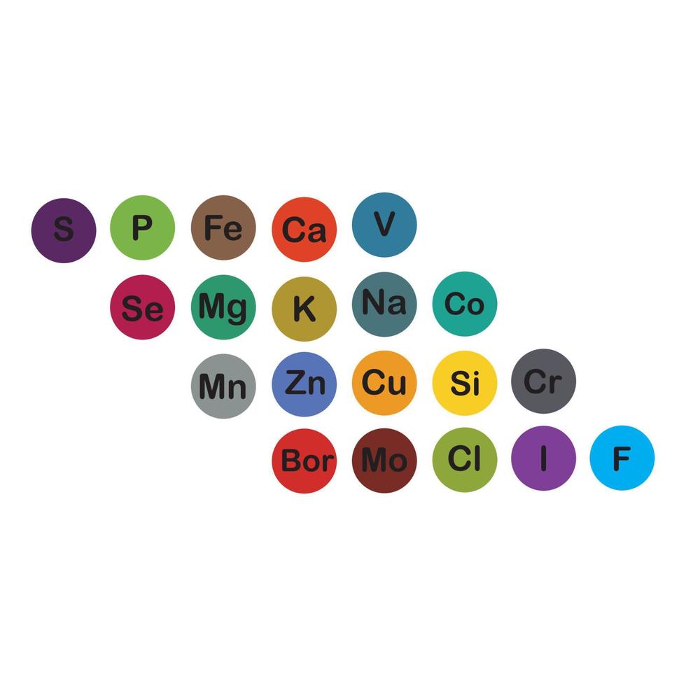 microéléments minéraux et macroéléments, utiles pour la santé humaine. fondamentaux d'une saine alimentation et d'un mode de vie sain. vecteur
