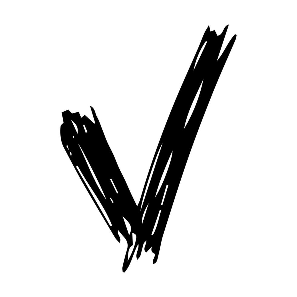 symbole de chèque dessiné à la main. symbole de contrôle de croquis noir sur fond blanc. illustration vectorielle vecteur