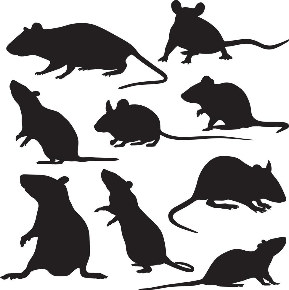 jeu de silhouette de souris vecteur