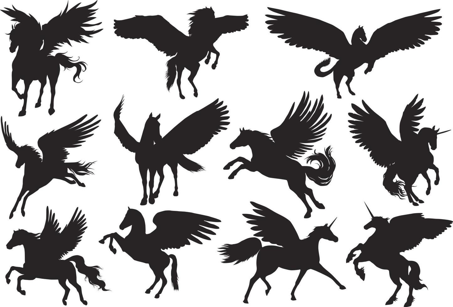 pégase licorne des animaux clip art silhouette vecteur