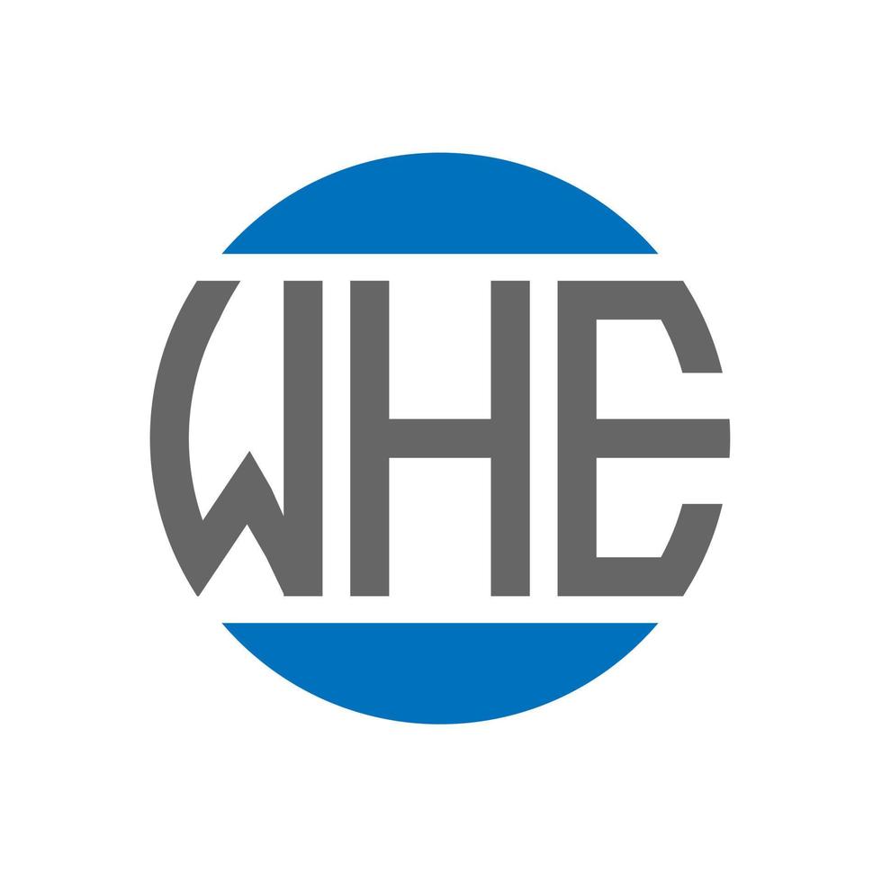 création de logo de lettre whe sur fond blanc. whe concept de logo de cercle d'initiales créatives. quand la conception de la lettre. vecteur