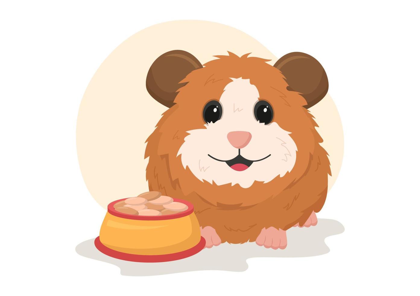 cochon d'inde animaux de compagnie hamsters races d'animaux adaptées à l'affiche ou à la carte de voeux en illustration de modèles dessinés à la main dessin animé mignon plat vecteur