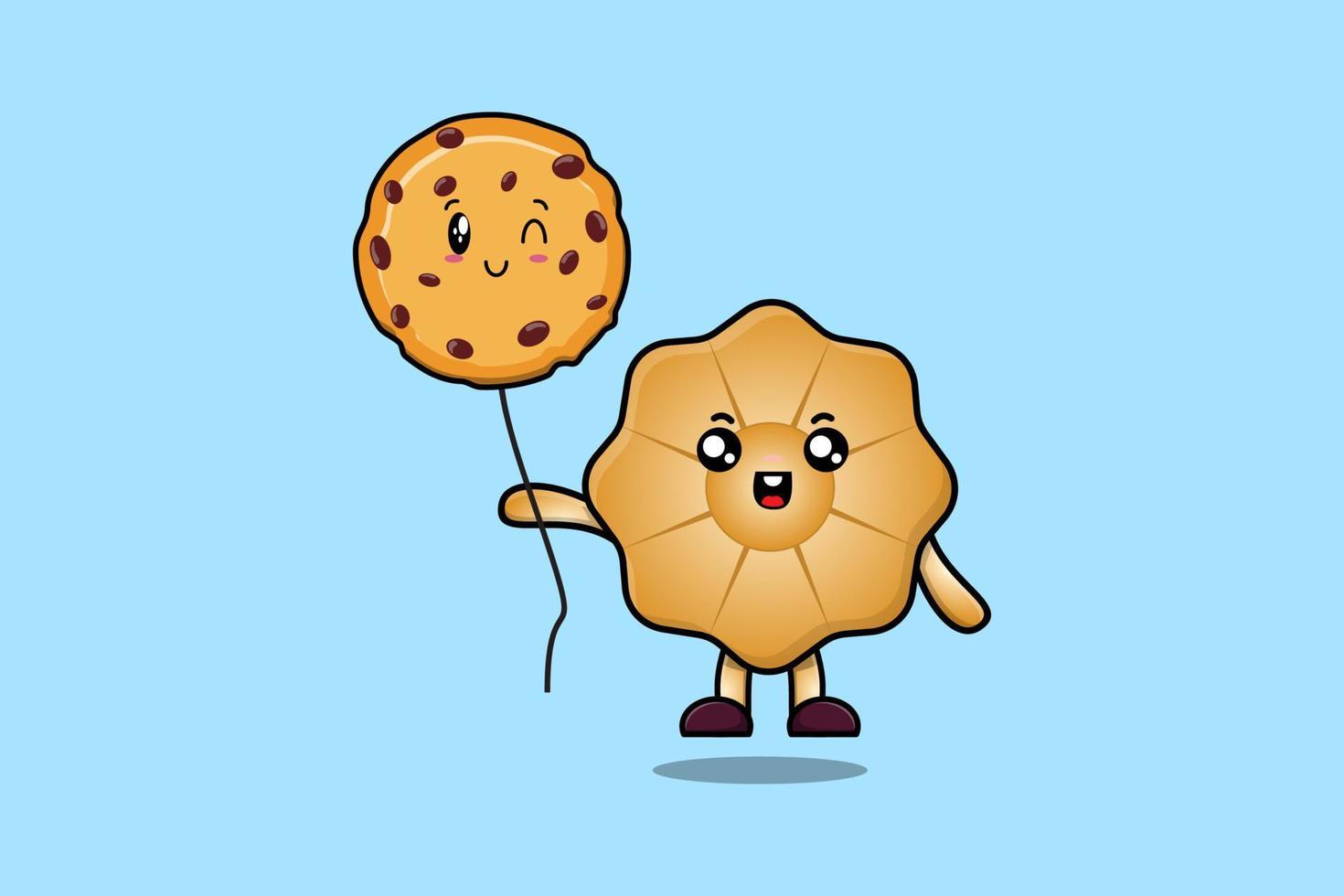biscuits de dessin animé mignon flottant avec ballon de biscuit vecteur