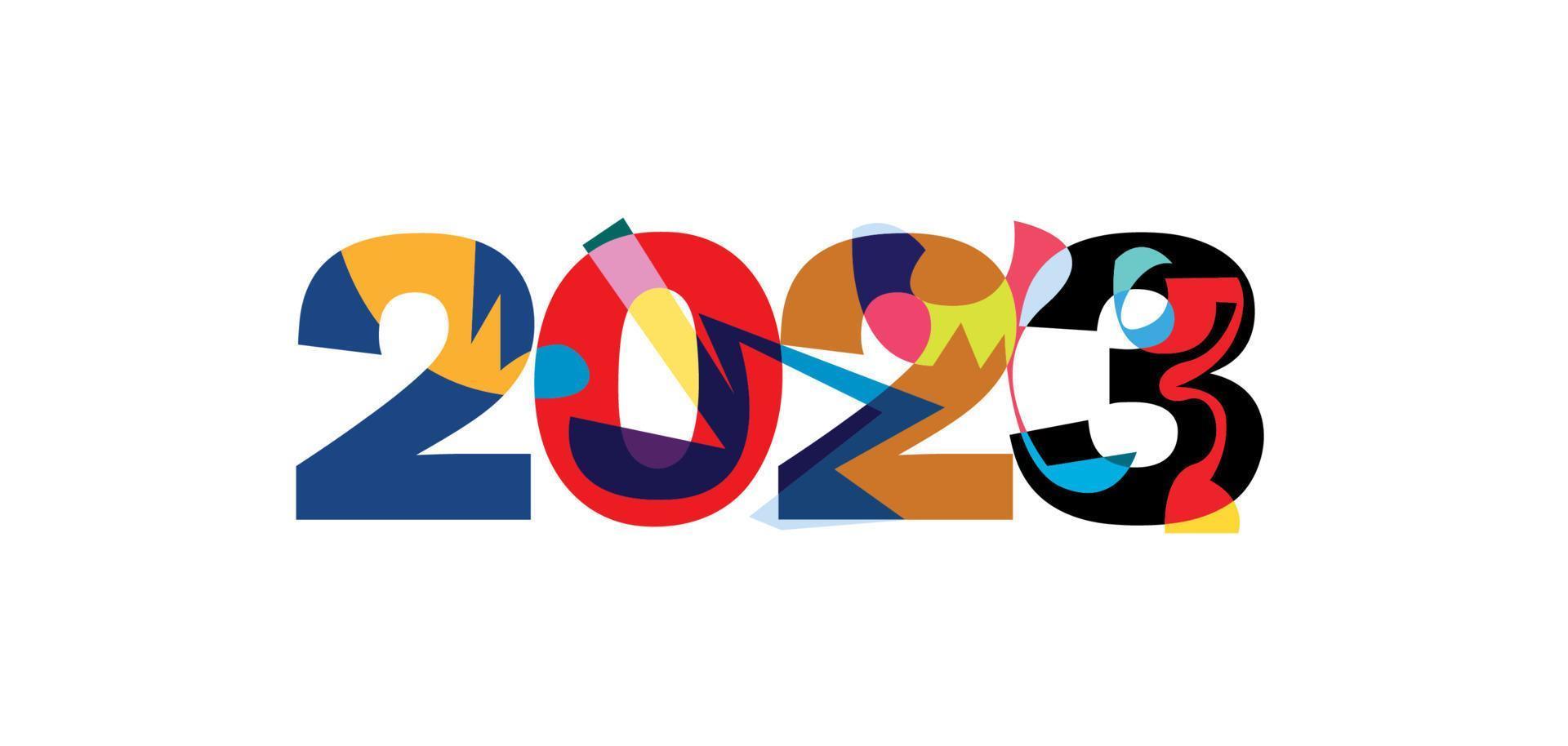lettrage vectoriel coloré du nouvel an 2023 pour le titre et le titre