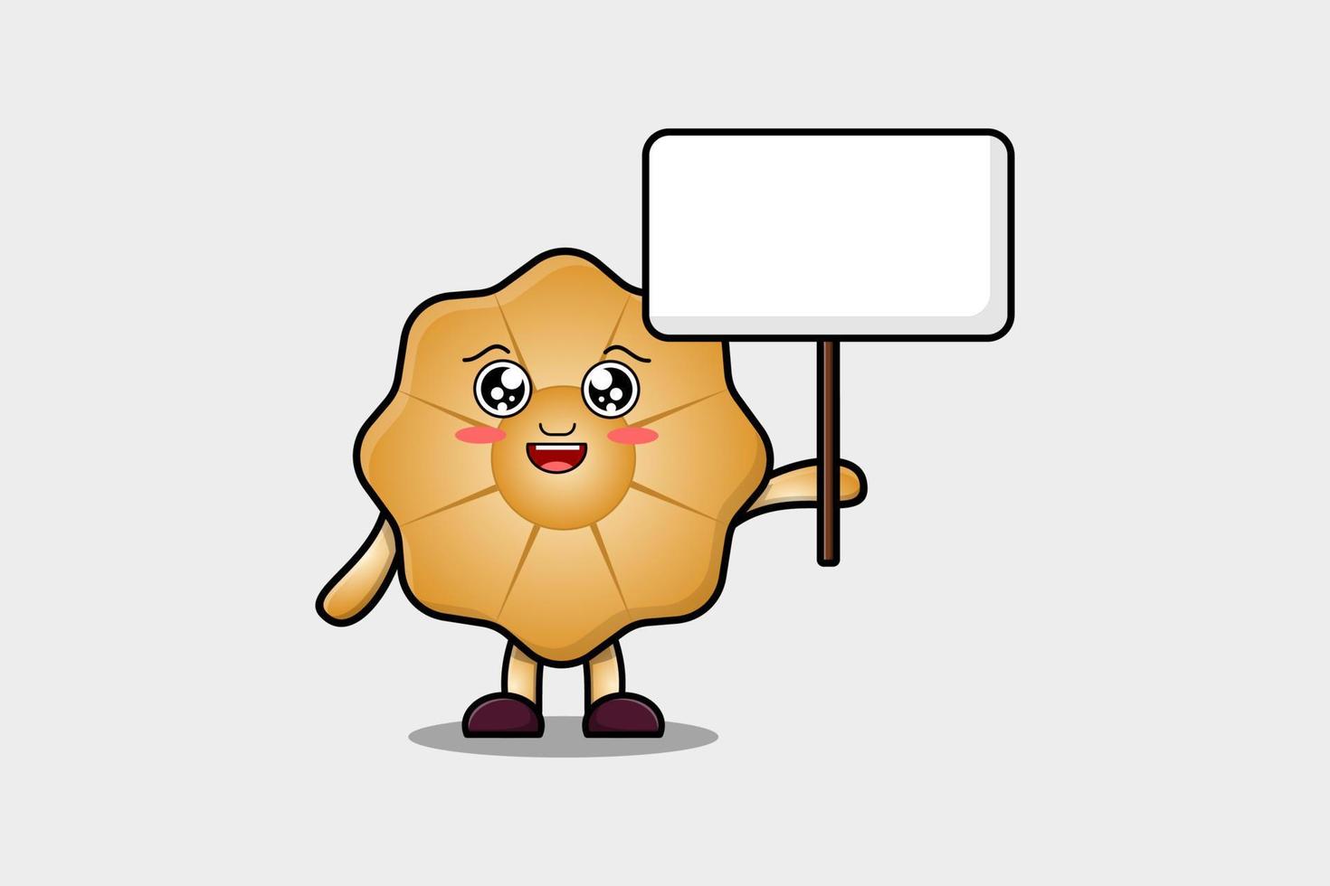 personnage de dessin animé mignon biscuits tenant un tableau blanc vecteur