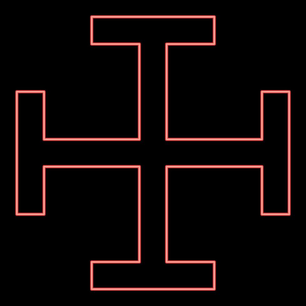 Croix néon gibet ressemblant à la croix arrière monogramme croix religieuse couleur rouge illustration vectorielle image style plat vecteur