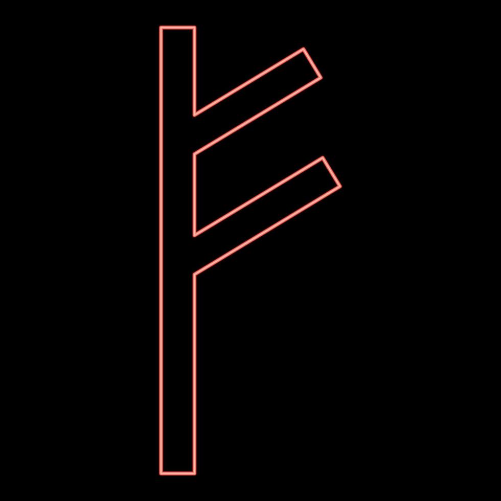 néon fehu rune f symbole feoff propre richesse couleur rouge illustration vectorielle image style plat vecteur