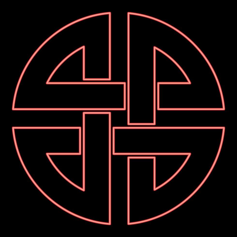 Bouclier de noeud néon symbole de protection symbole ancien couleur rouge image d'illustration vectorielle style plat vecteur