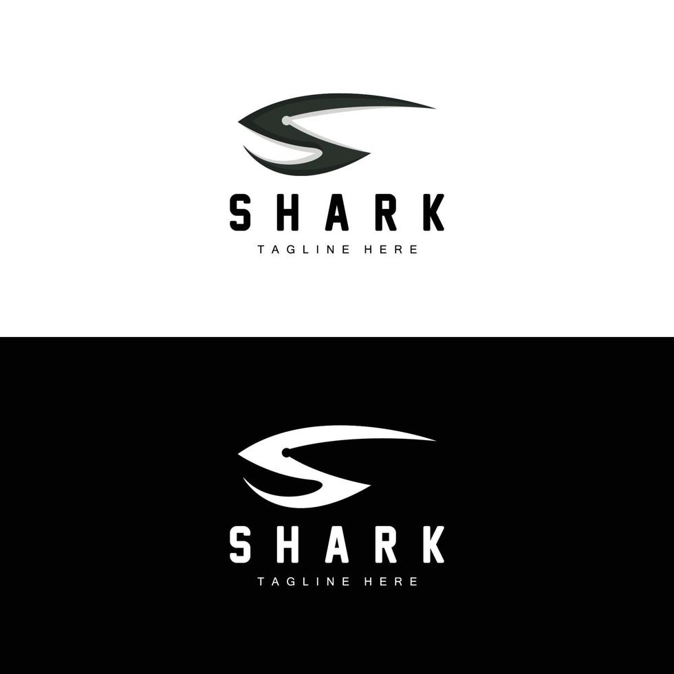 logo de requin, illustration vectorielle de poisson sauvage, prédateur de l'océan, icône de conception de marque de produit vecteur