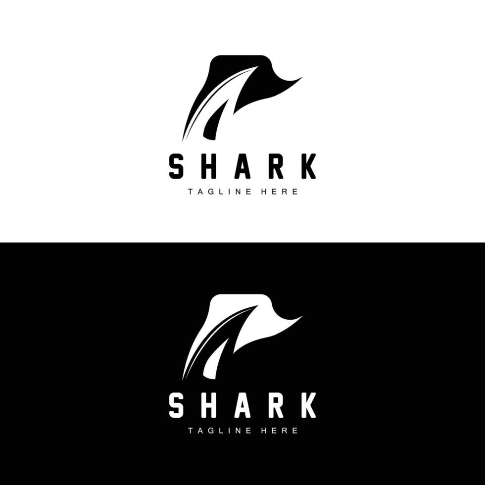 logo de requin, illustration vectorielle de poisson sauvage, prédateur de l'océan, icône de conception de marque de produit vecteur