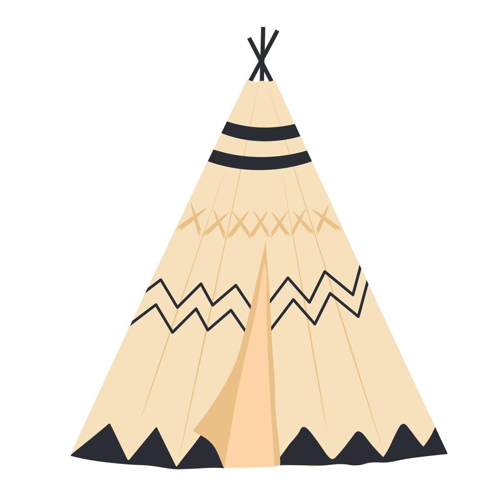 tipi, tentor wigwam habitation amérindienne. yaranga, illustration vectorielle de chum. isolé sur fond blanc. ouest sauvage. vecteur