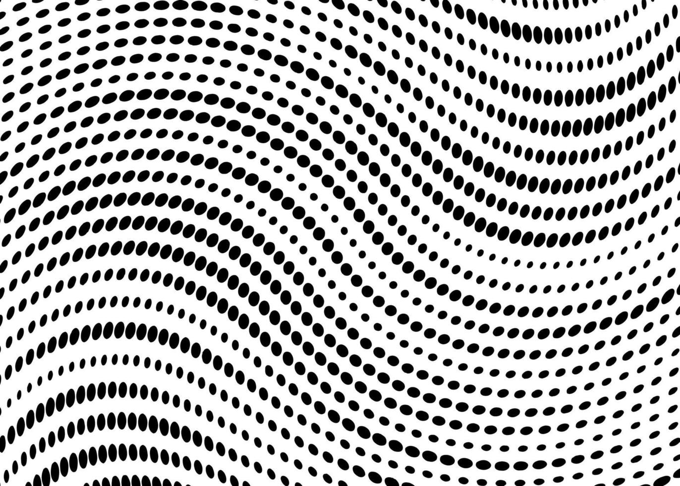 fond de motif de vague en pointillé. vague avec des lignes pointillées, dégradé de demi-teintes avec des points noirs sur fond blanc. vecteur