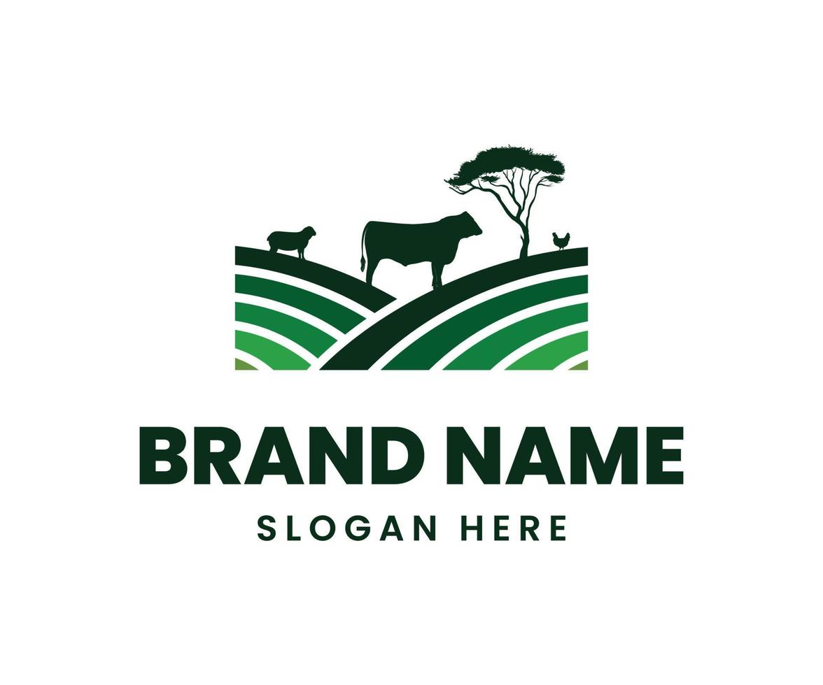 concept de logo de ferme. modèle de conception de logo d'agriculture naturelle vecteur