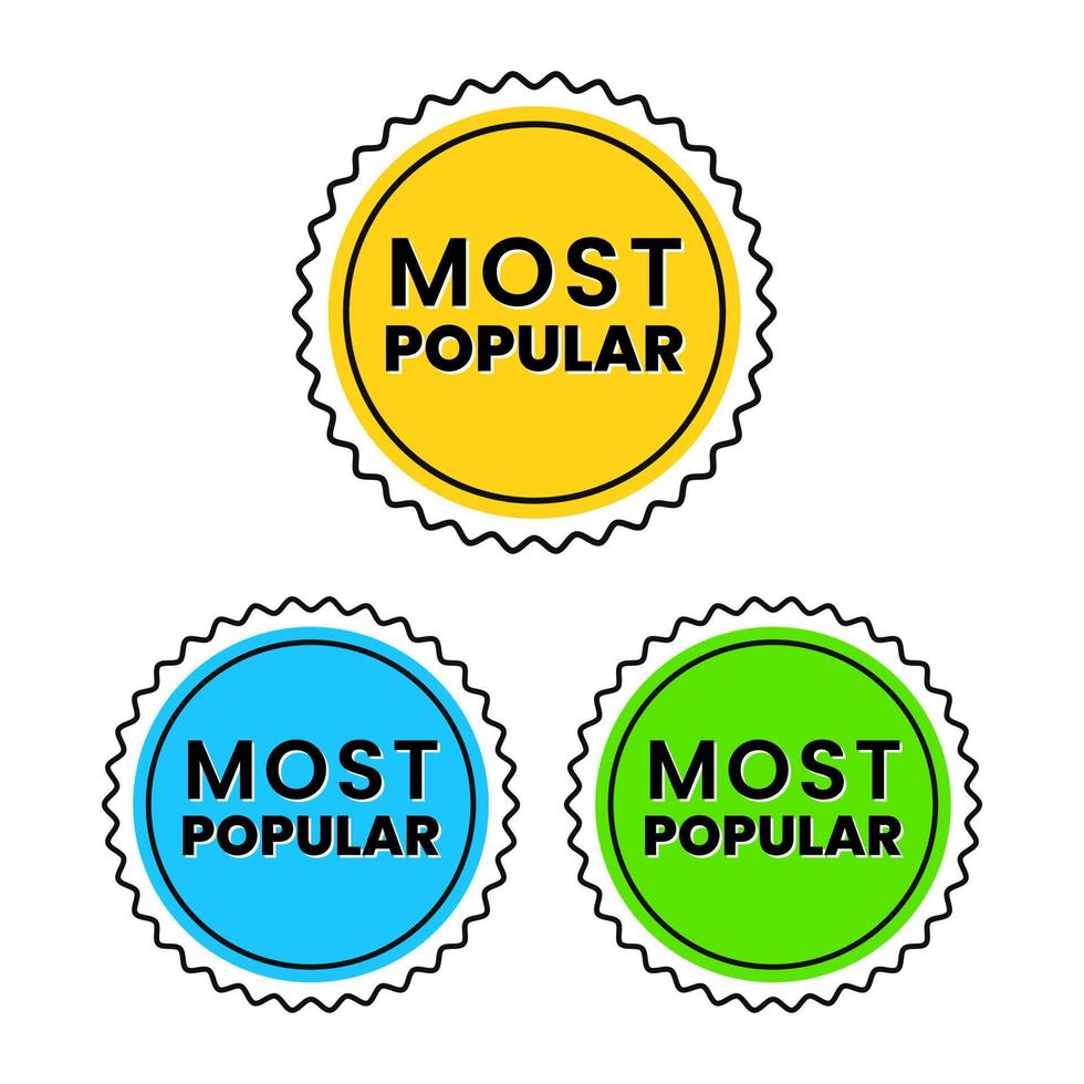 vecteur de conception de signe d'étiquette d'icône d'insigne le plus populaire