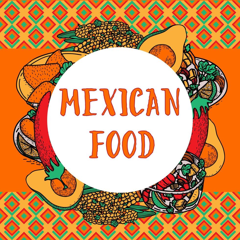 bannière de vecteur de cuisine mexicaine. illustration de cuisine latino-américaine dessinée à la main.