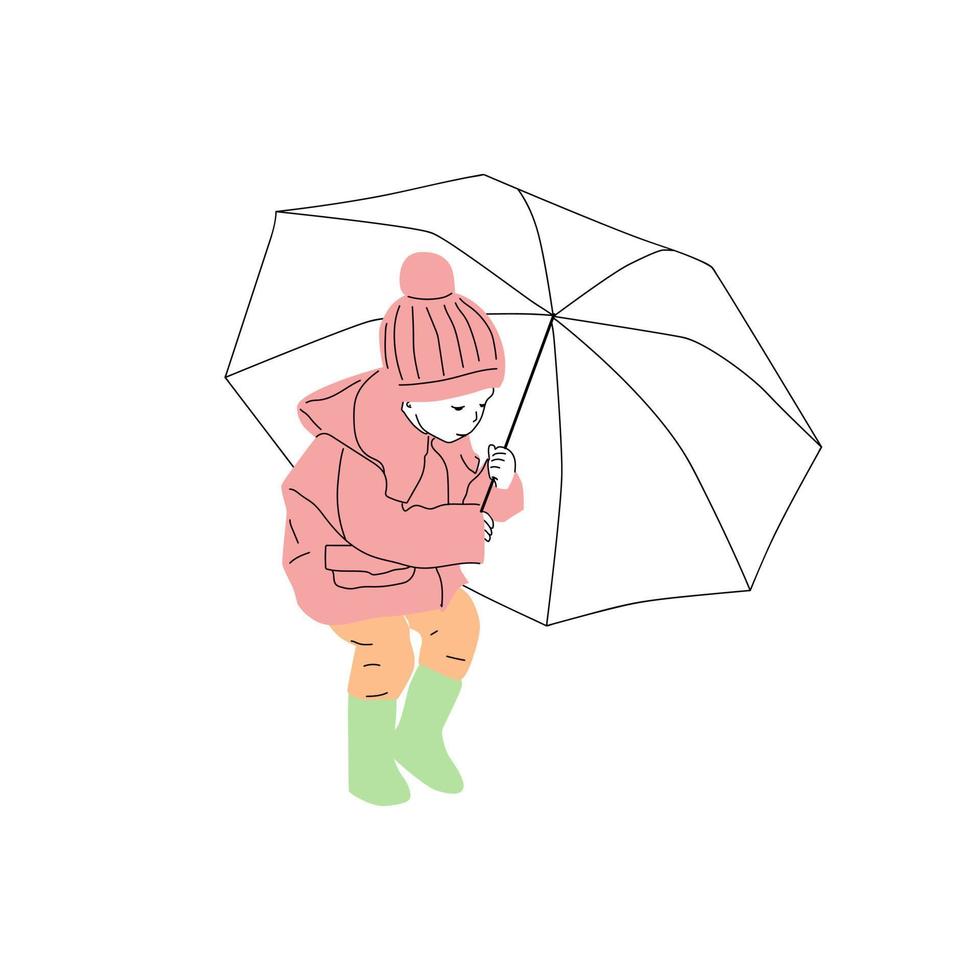 illustration d'une personne tenant un parapluie, des gens sous la pluie à l'aide d'un parapluie vecteur