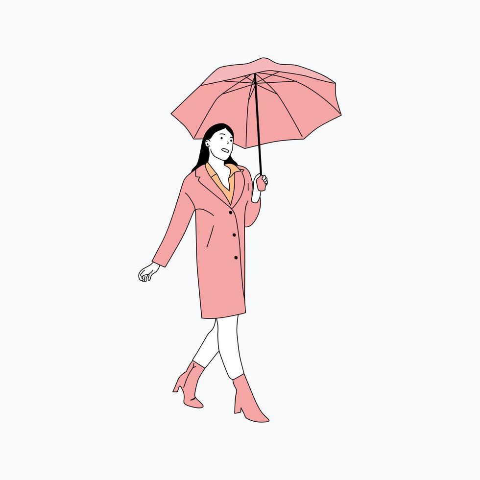 illustration simple d'une personne tenant un parapluie vecteur