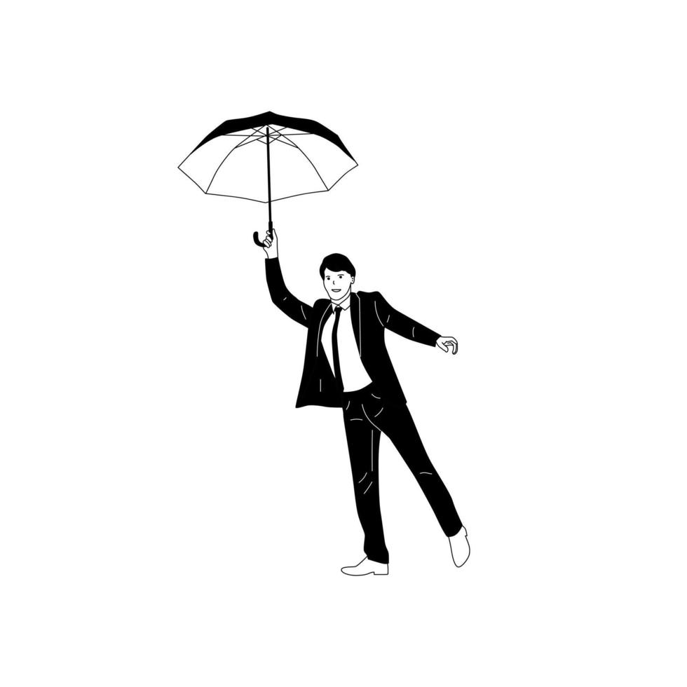 illustration d'une personne tenant un parapluie, des gens sous la pluie à l'aide d'un parapluie vecteur