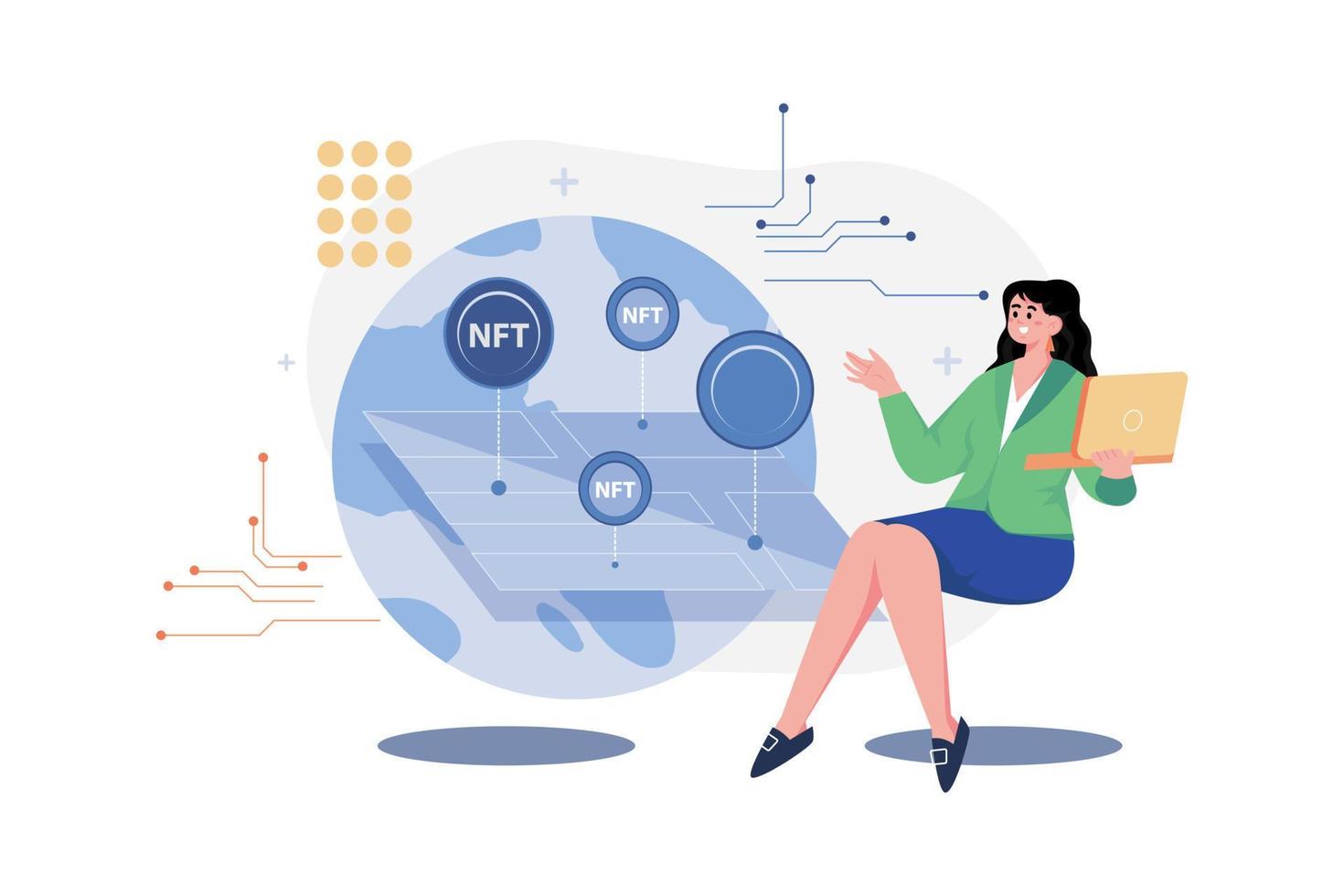 monde numérique nft illustration concept sur fond blanc vecteur