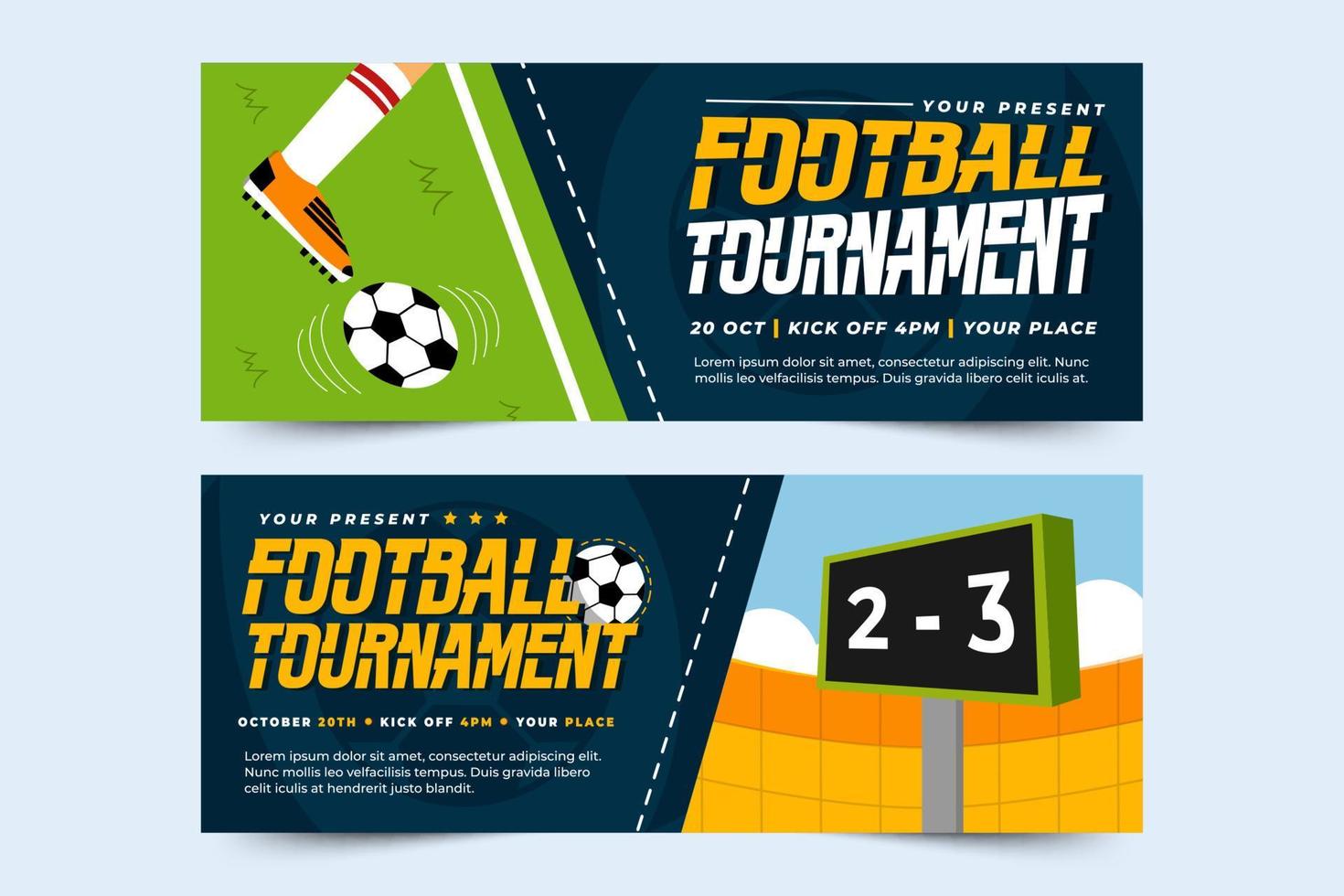 modèle de conception de bannière d'événement sportif de tournoi de football vecteur