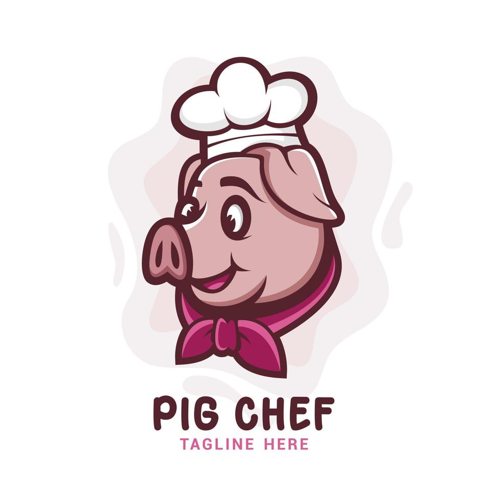 modèle de vecteur de logo de chef de porc