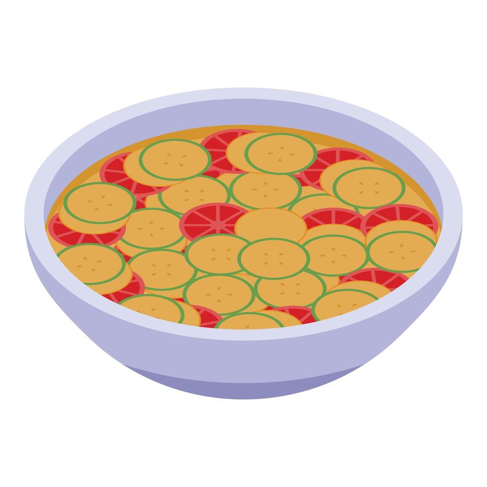 icône de soupe aux légumes français, style isométrique vecteur